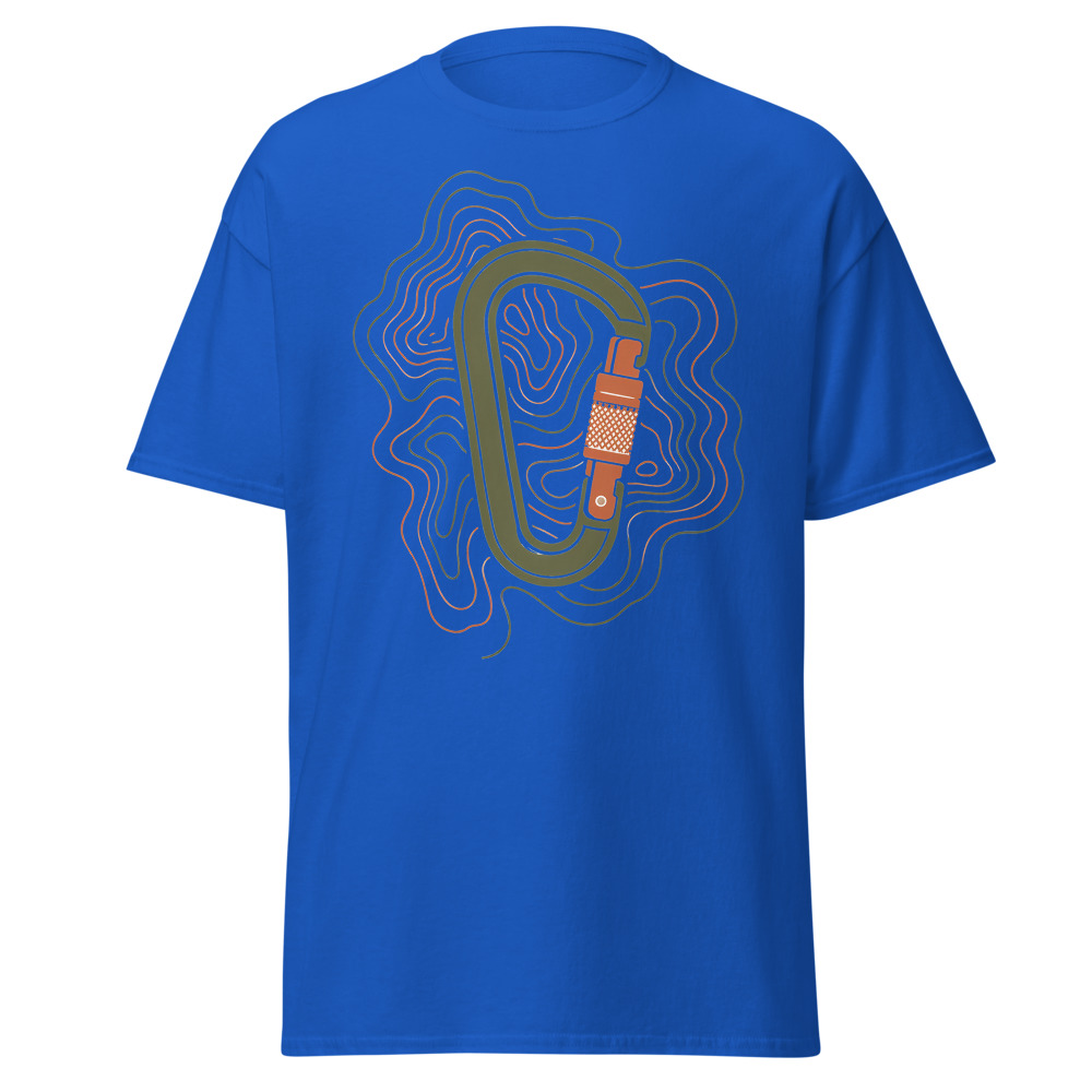 Minimalist Carabiner T-Shirt | Retro Topographic Climbing Contour Tee - Image 11