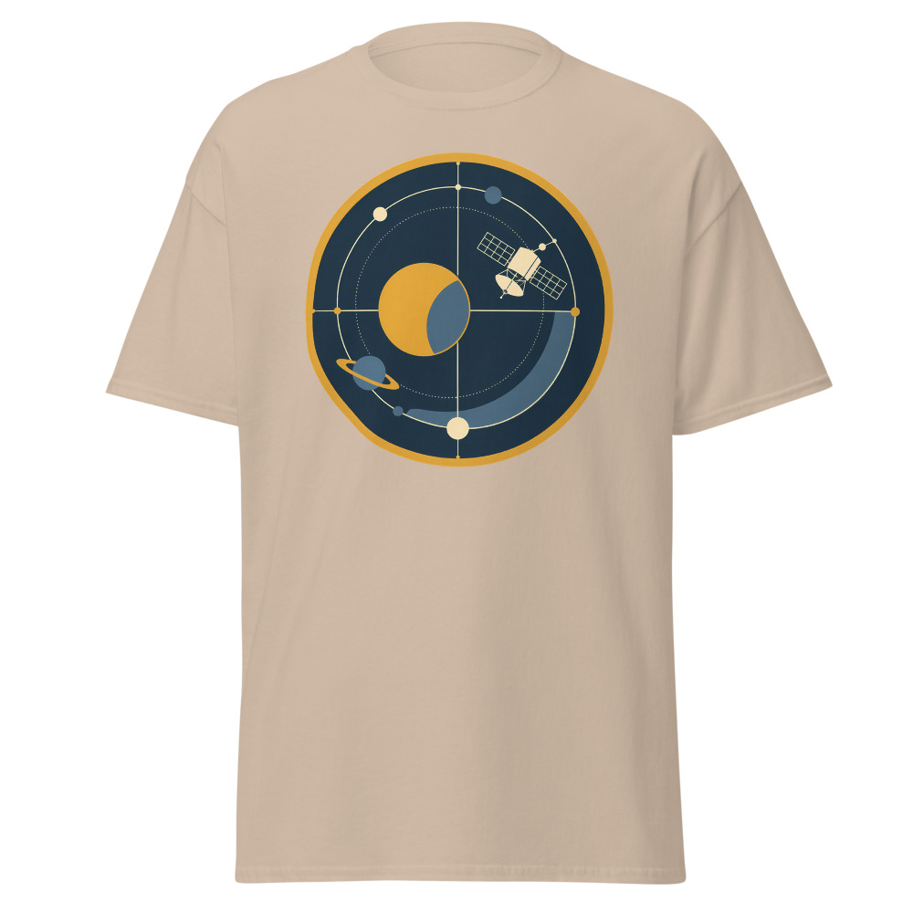 Retro Space Probe T-Shirt | 1970s Satellite Orbit Diagram Tee - Image 12