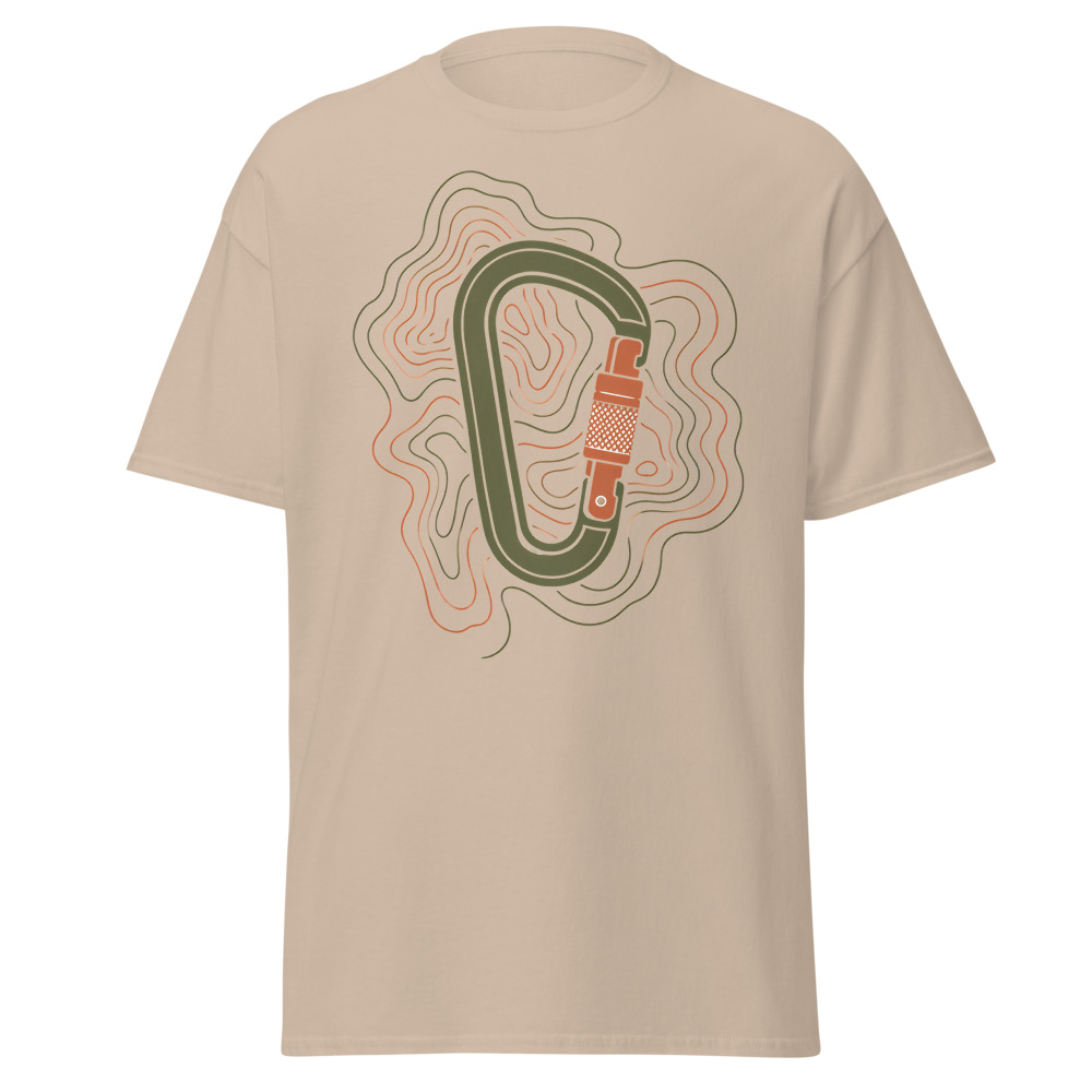 Minimalist Carabiner T-Shirt | Retro Topographic Climbing Contour Tee - Image 12