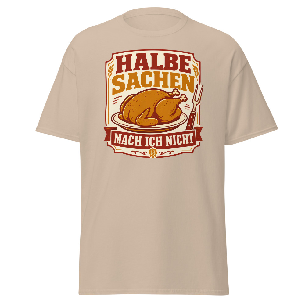 Retro Oktoberfest T-Shirt | Halbe Sachen German Roast Chicken Tee - Image 6