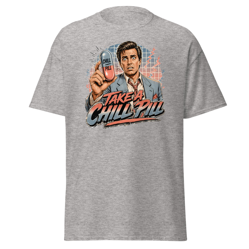 Funny 80s Yuppie T-Shirt | Take a Chill Pill Retro 80s Slang Office Tee - Image 13