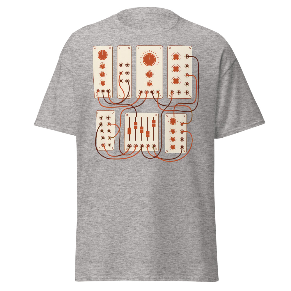 Vintage Modular Synth T-Shirt | Retro Patch Panel Line Art Music Tee - Image 13
