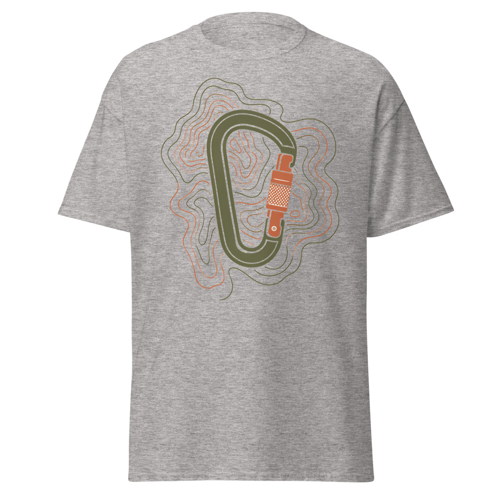 Minimalist Carabiner T-Shirt | Retro Topographic Climbing Contour Tee - Image 13