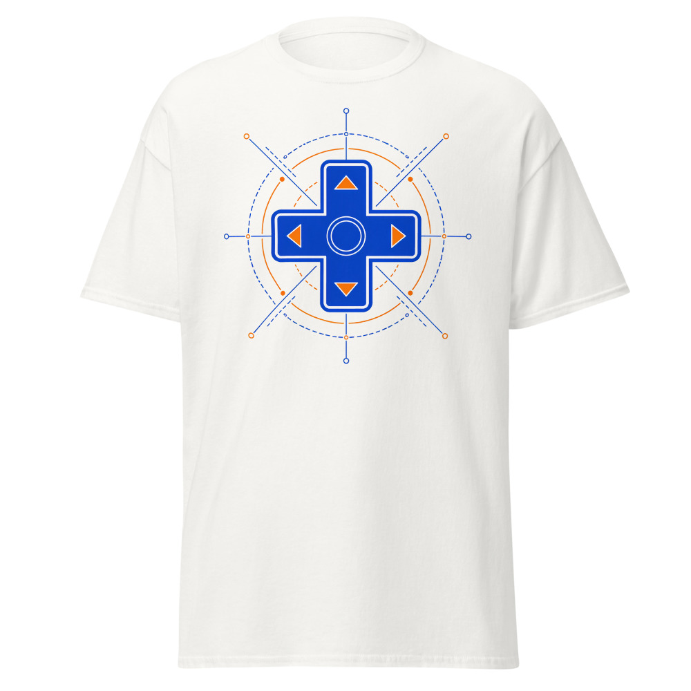 Retro Game Controller T-Shirt | Minimal D-Pad Diagram Gamer Tee