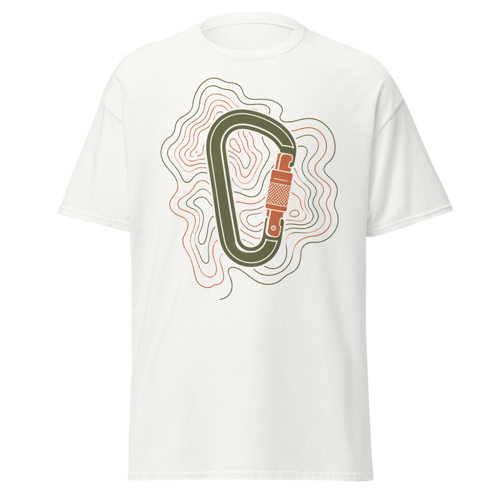 Minimalist Carabiner T-Shirt | Retro Topographic Climbing Contour Tee - Image 3