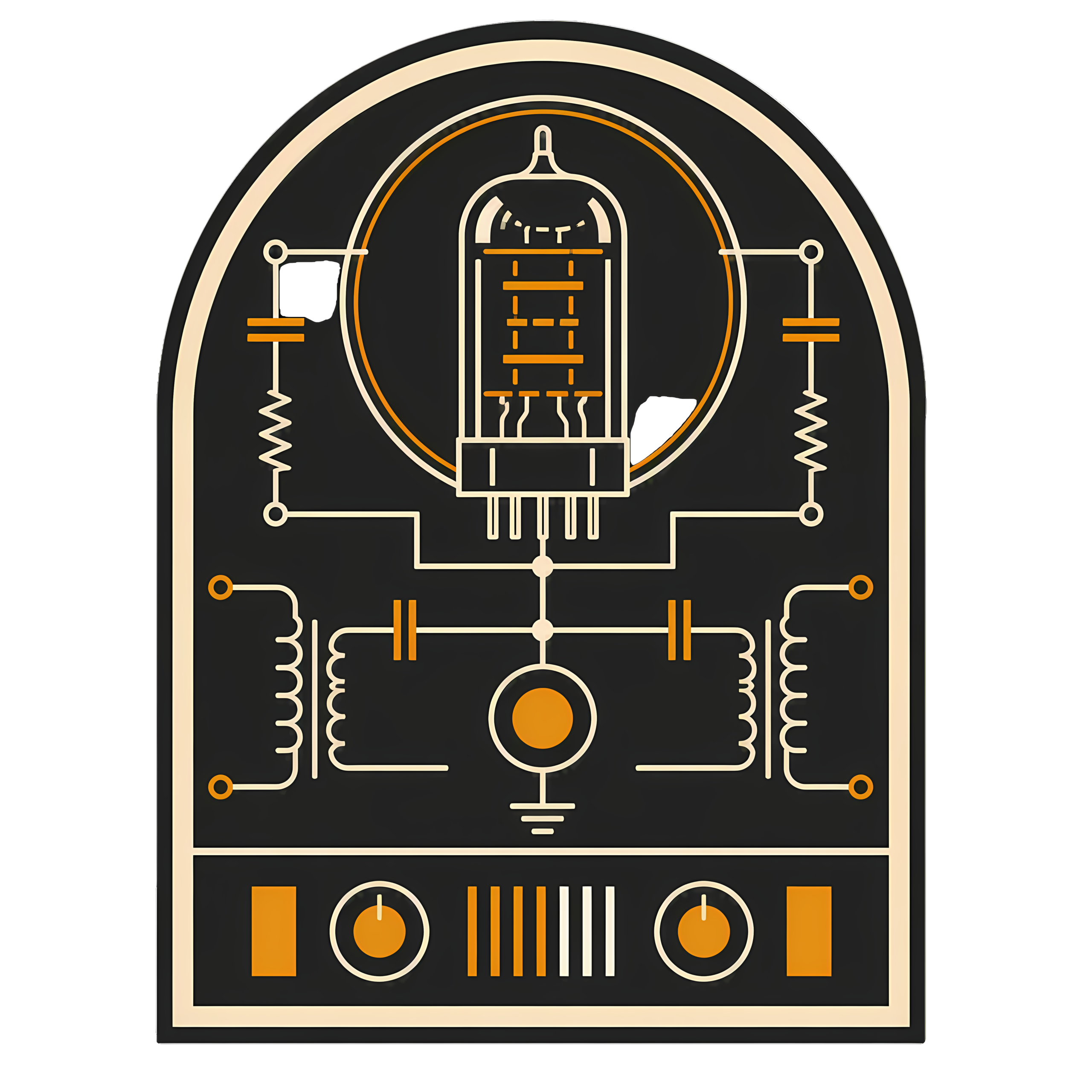 Vintage Vacuum Tube T-Shirt | Retro Valve Amp Schematic Badge Tee - Image 2