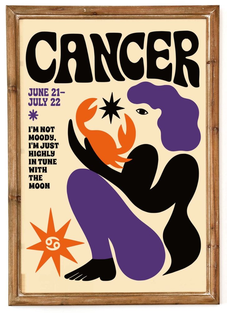 Cancer Zodiac Moon Wall Art Print