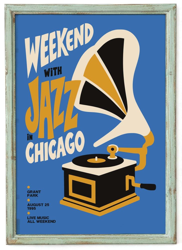 Weekend Jazz Chicago Vintage Poster