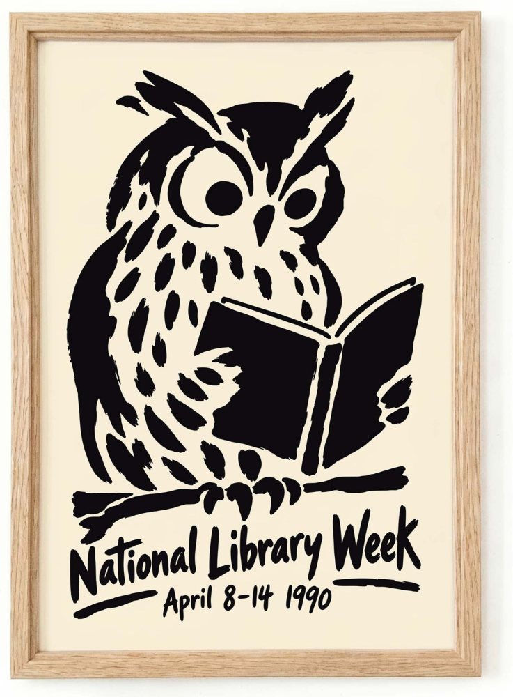 Owl Reading Library Poster