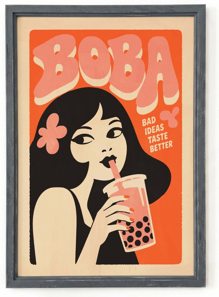 Boba Girl Retro Poster