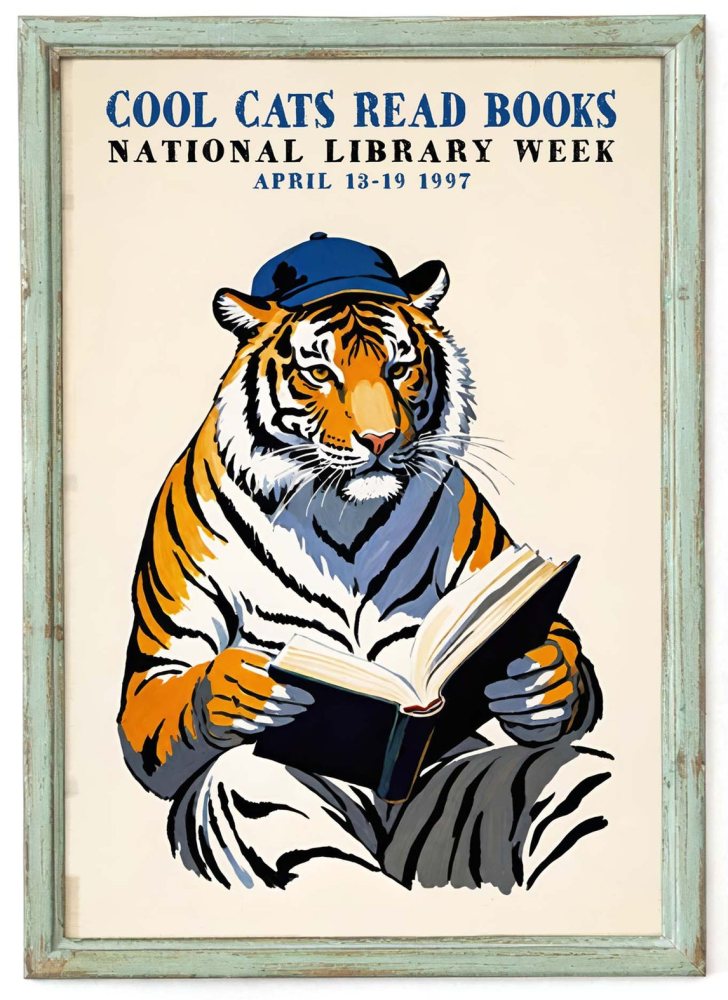 Cool Cats Read Books Poster