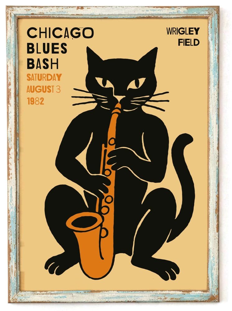Chicago Blues Cat Saxophone Poster