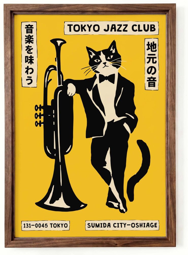 Tokyo Jazz Club Cat Poster Print