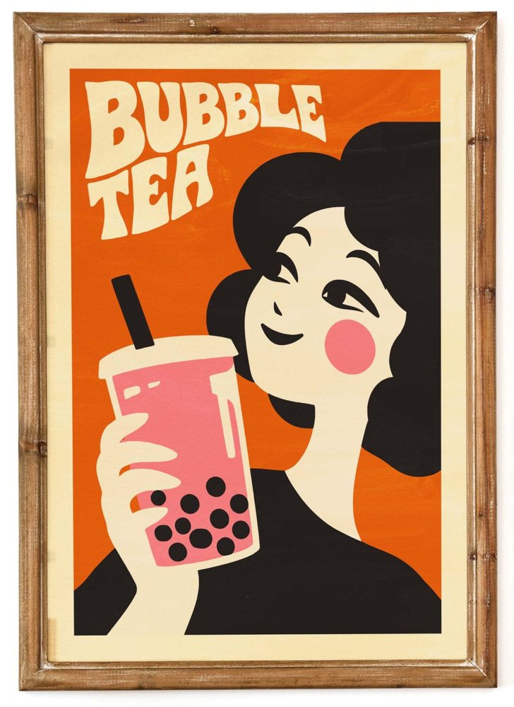 Bubble Tea Girl Wall Art Print