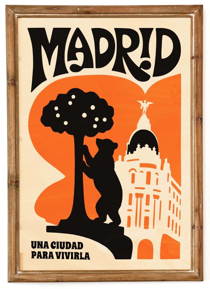 Madrid Cat Travel Poster Print