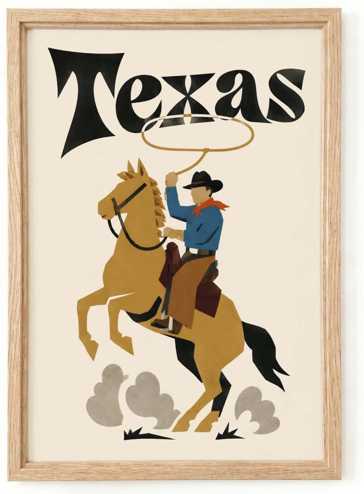 Texas Cowboy Horse Riding Poster Print