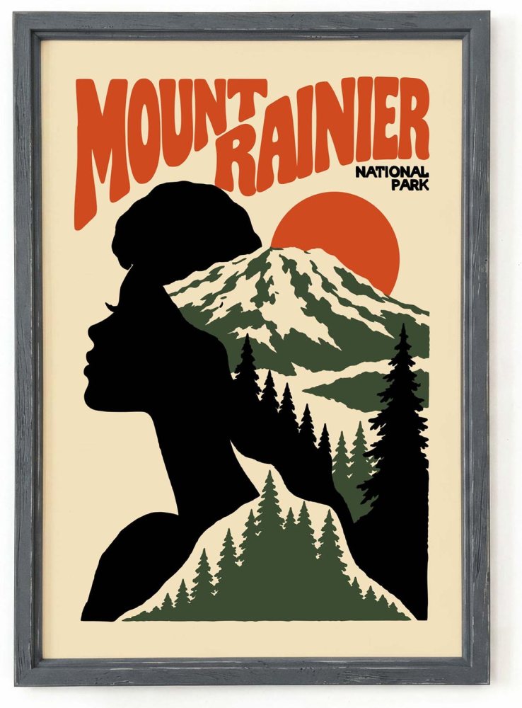 Mount Rainier Mountain Woman Print