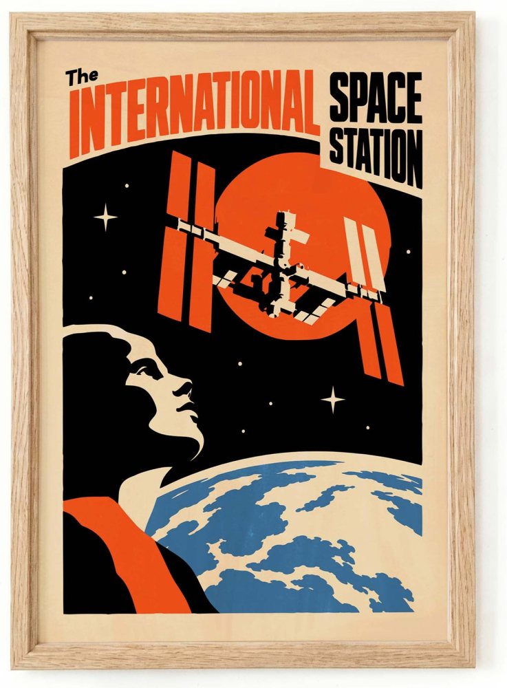 International Space Station Vintage Print