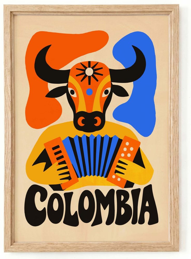 Colombia Accordion Cow Poster
