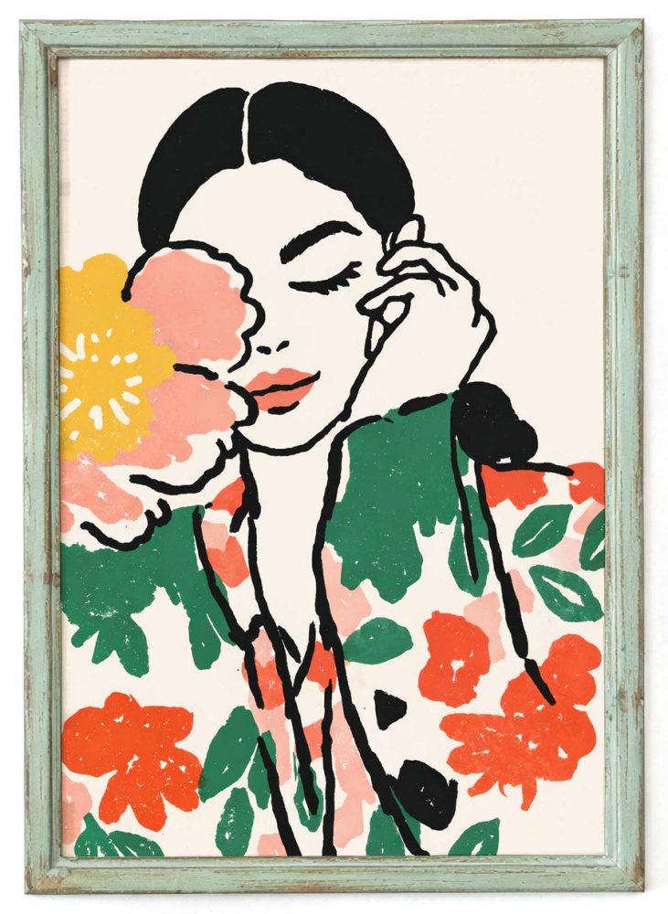 Floral Portrait Illustration Poster