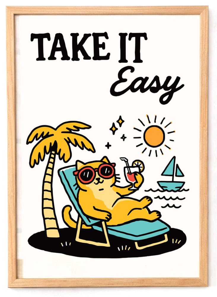 Take It Easy Cat Poster
