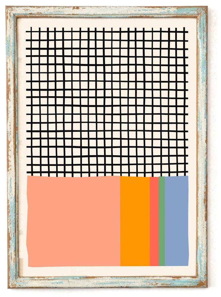 Abstract Grid And Color Blocks Poster