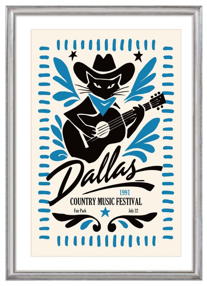 Dallas Country Music Cat Poster 1991