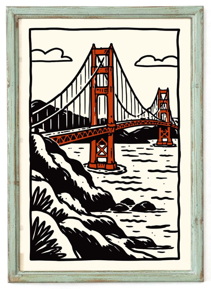 Golden Gate Bridge Illustration Poster