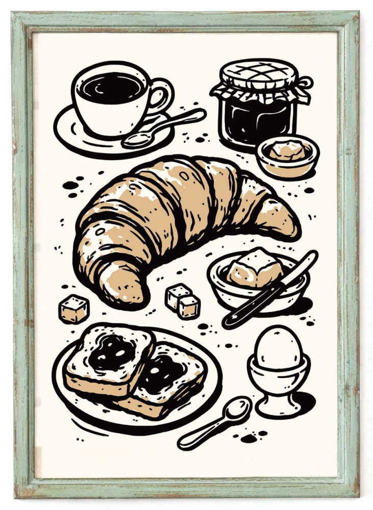 Classic Coffee and Croissant Poster