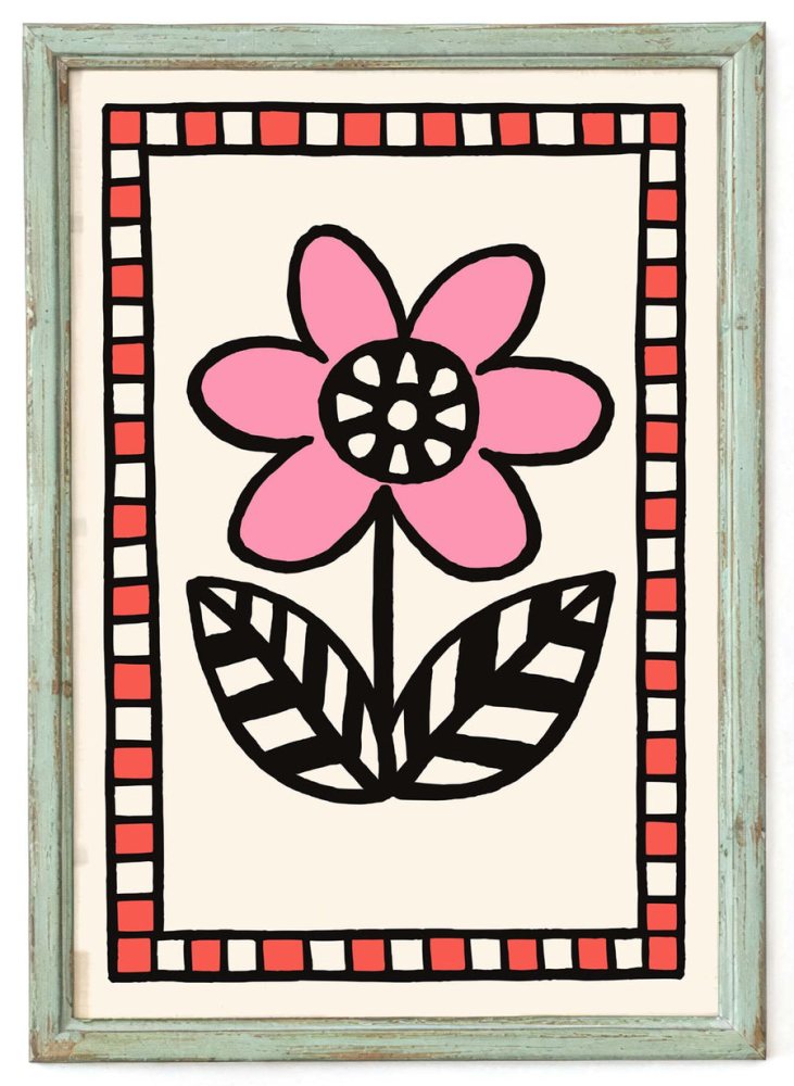 Minimal Flower Folk Art Poster