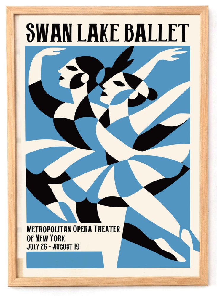 Swan Lake Ballet Blue Poster Art Print