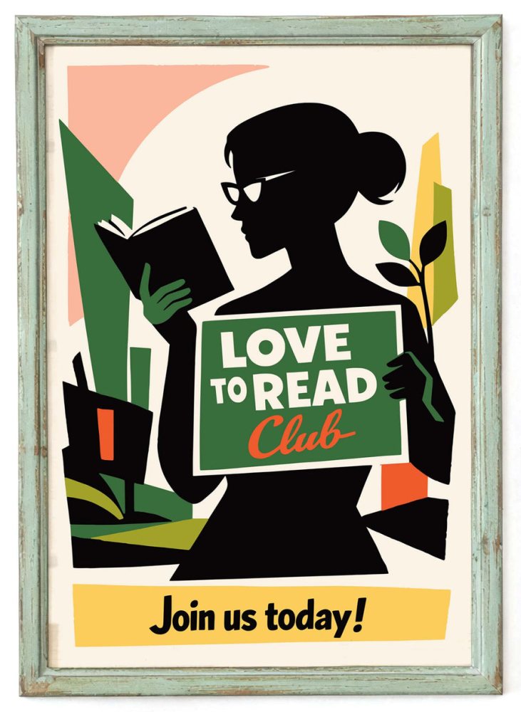 Love To Read Club Poster Wall Art