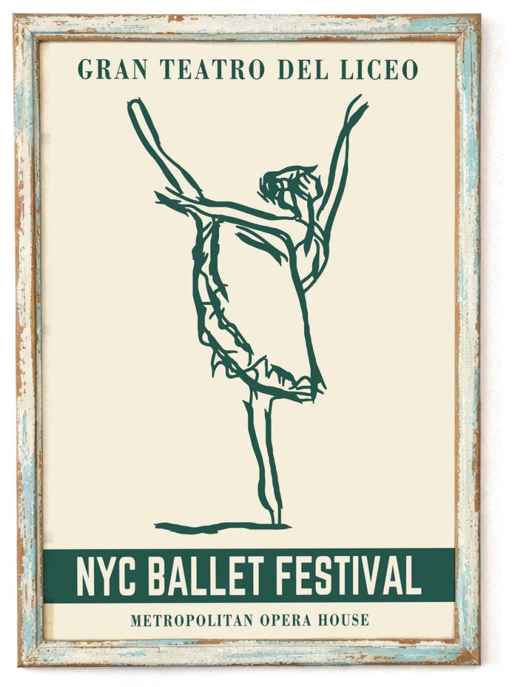 NYC Ballet Festival Line Art Poster Wall Art
