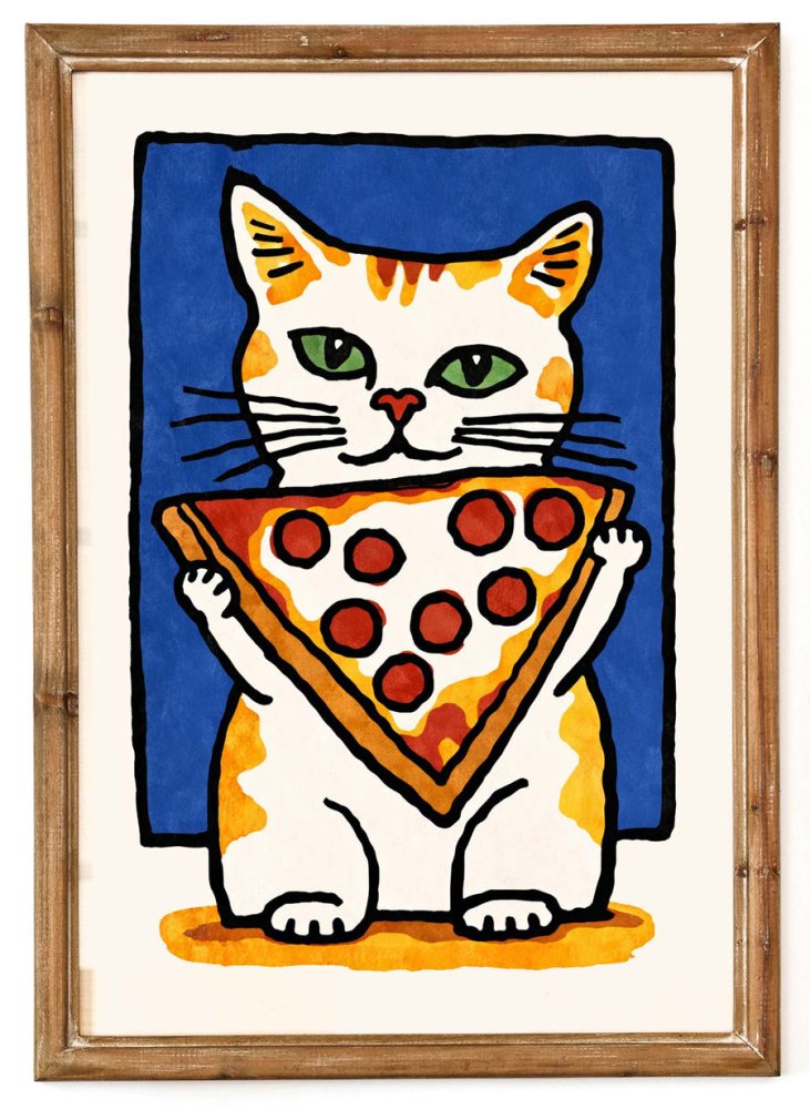Pizza Cat Fun Poster Art Print