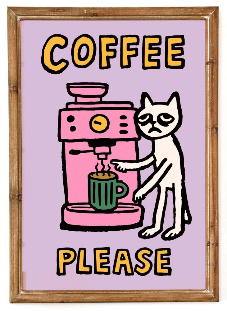 Coffee Cat Poster Print