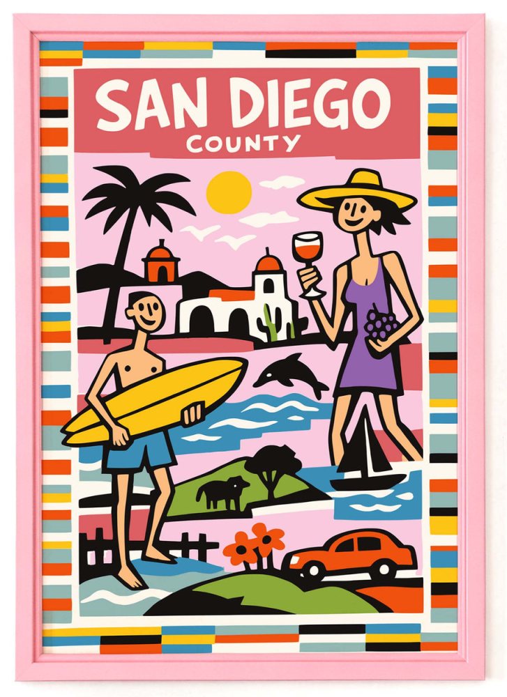 San Diego County Travel Poster Print