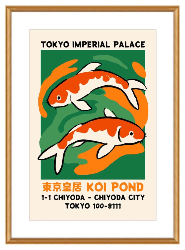 Tokyo Imperial Palace Koi Poster Print