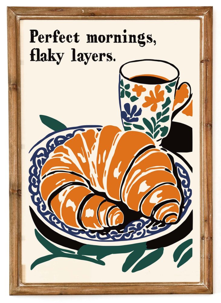 Croissant Coffee Breakfast Print