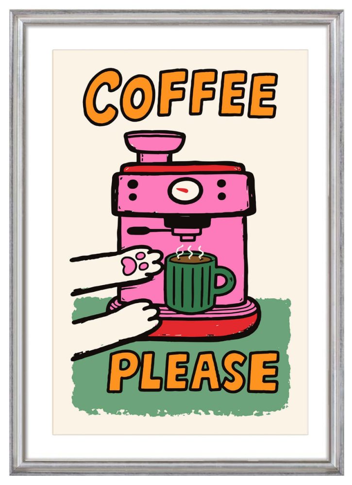 Coffee Please Cat Print