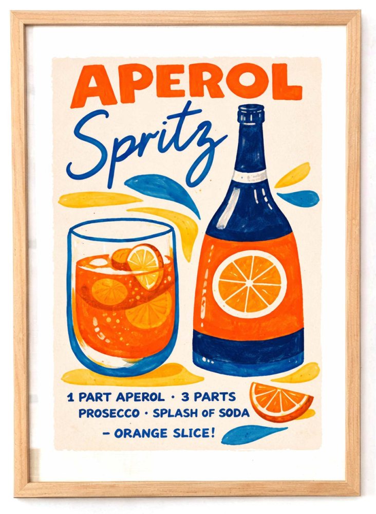 Aperol Spritz Cocktail Poster