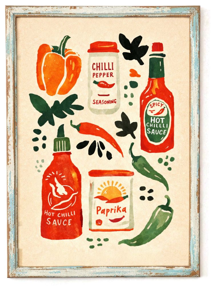 Chilli Pepper Sauce Kitchen Print