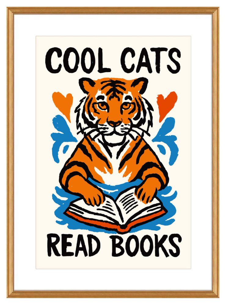 Cool Cats Reading Tiger Poster