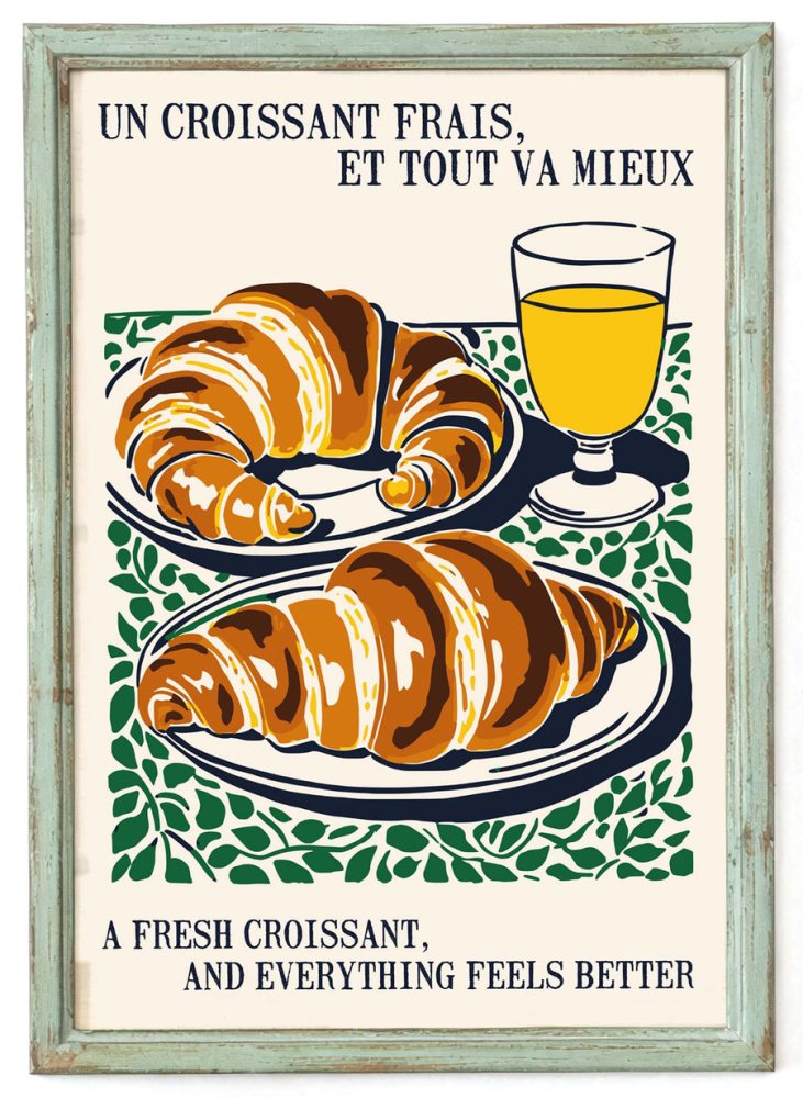 French Croissant Breakfast Print