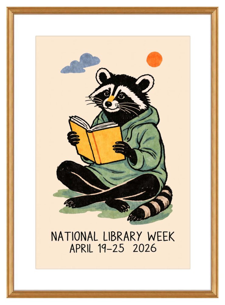 National Library Week Raccoon Poster