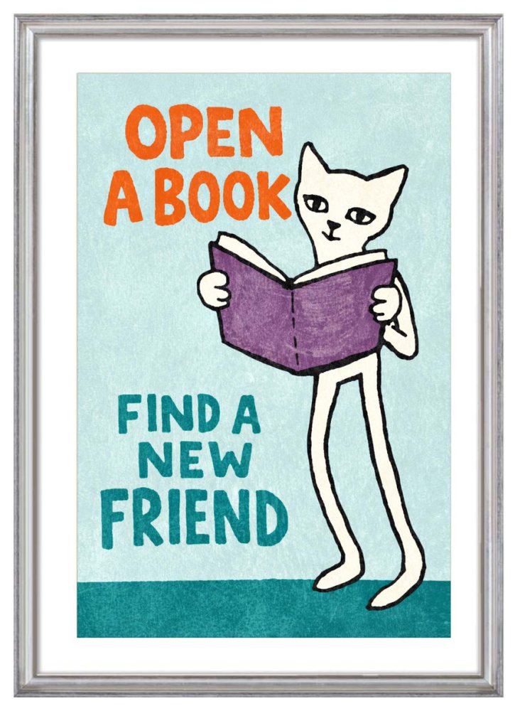 Reading Cat Quote Poster Print
