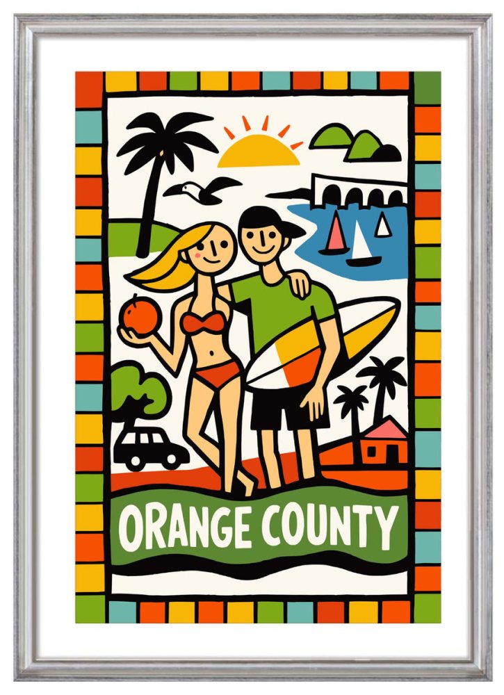 Orange County California Surf Travel Print