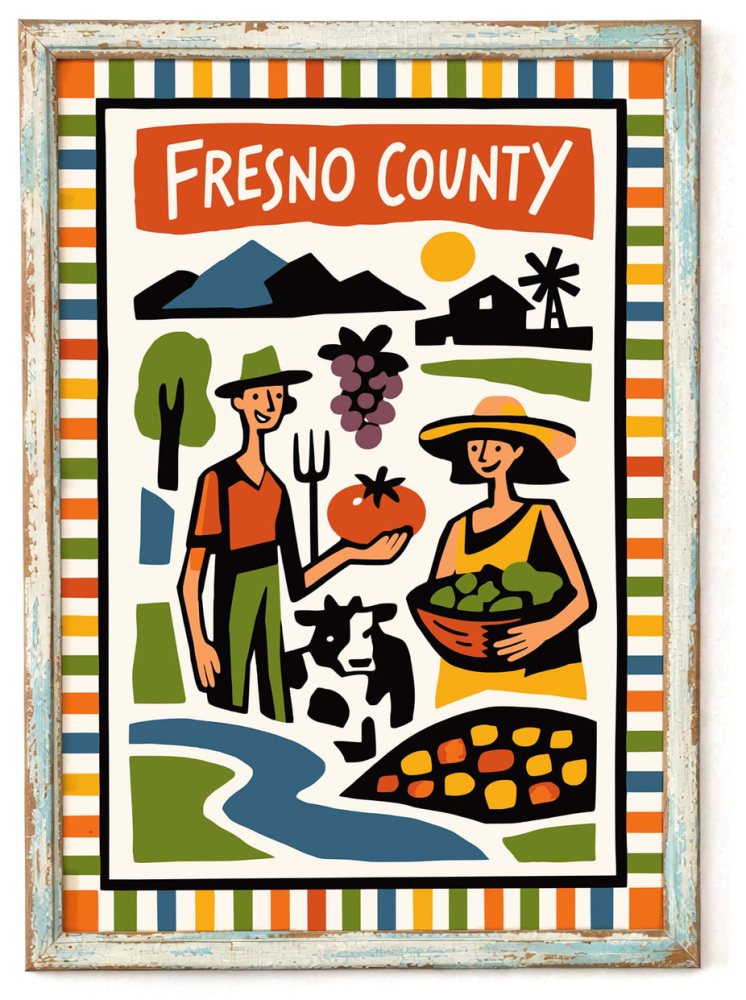 Fresno County Farm Poster Print