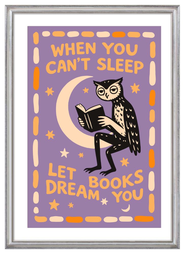 Owl Reading Night Books Wall Art