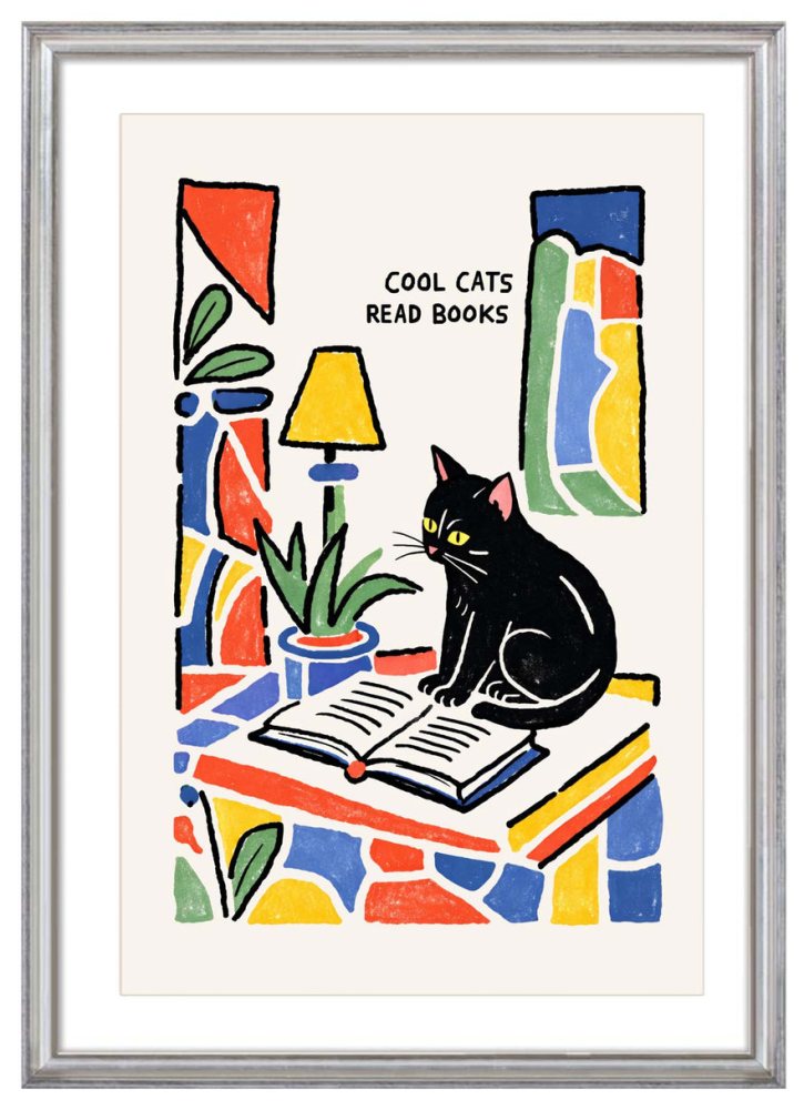 Cool Cats Read Books Wall Art