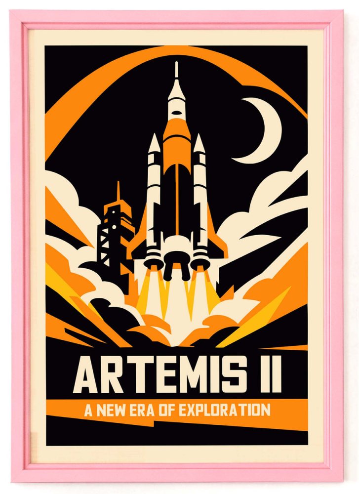 Artemis II Space Rocket Poster Print